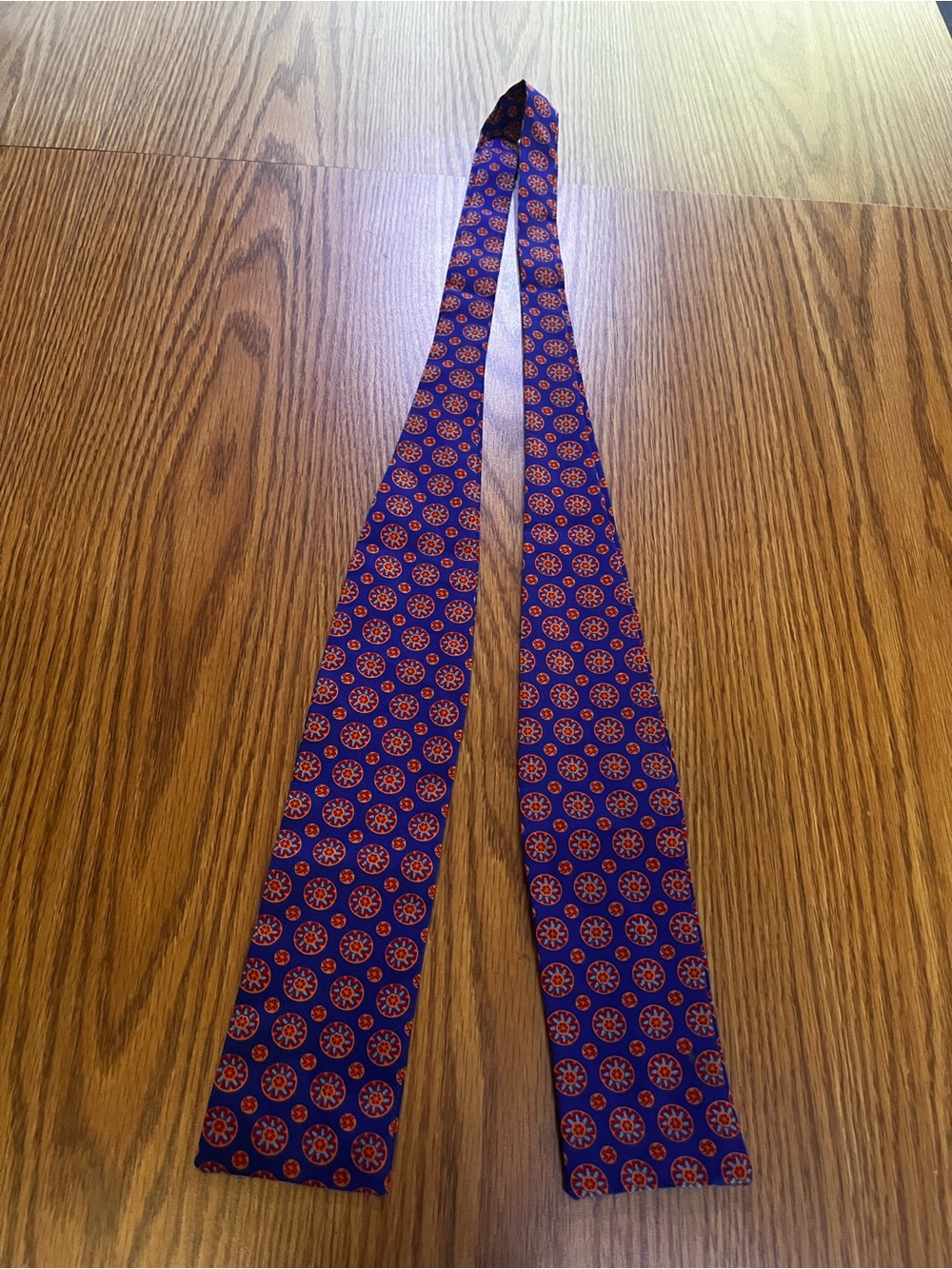 Purple Silk Self-Tie Bow Tie with Orange Medallion Motif